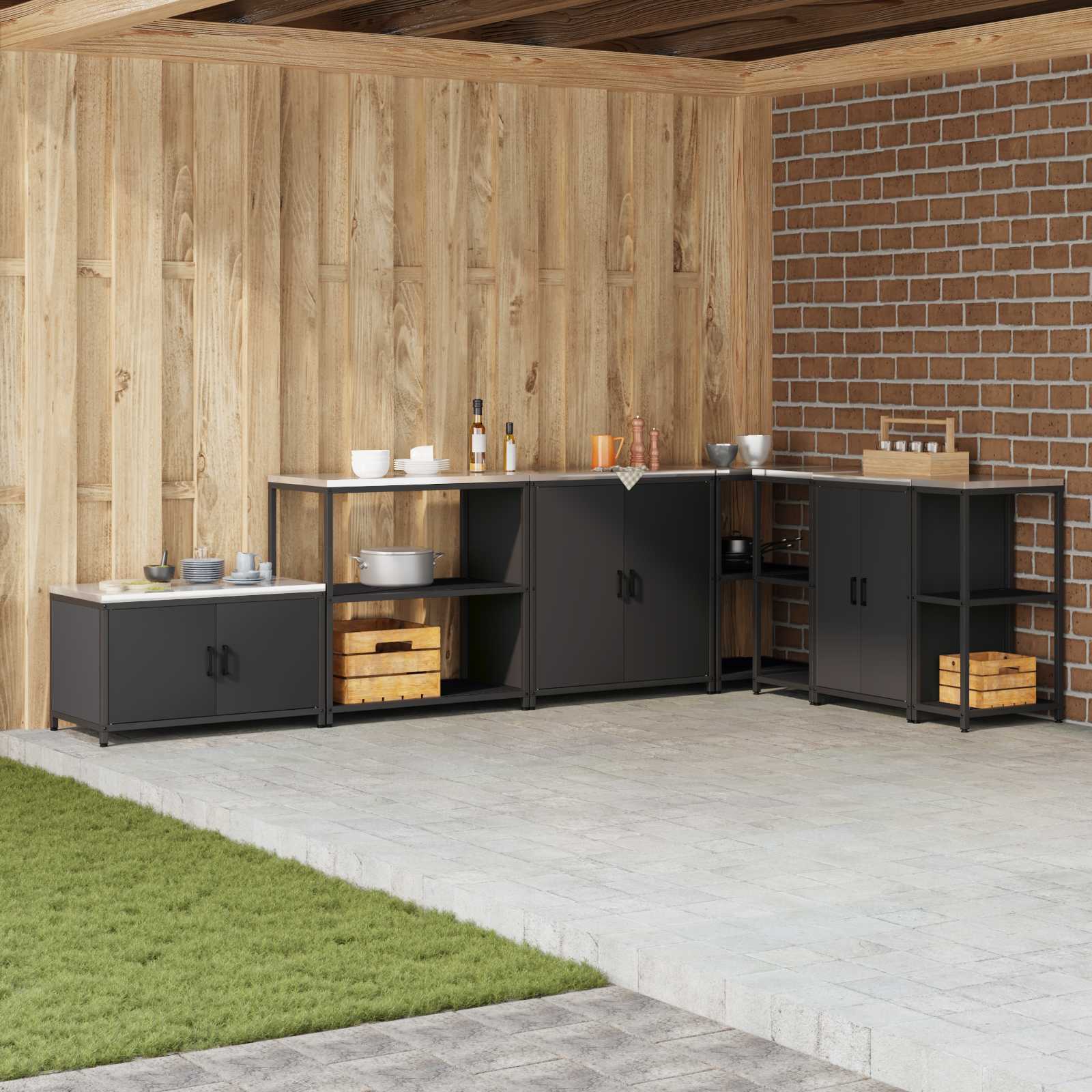 Stoccaggio in cucina HATTEM Nero 90 x 50 x 92 cm Acciaio | homemem39