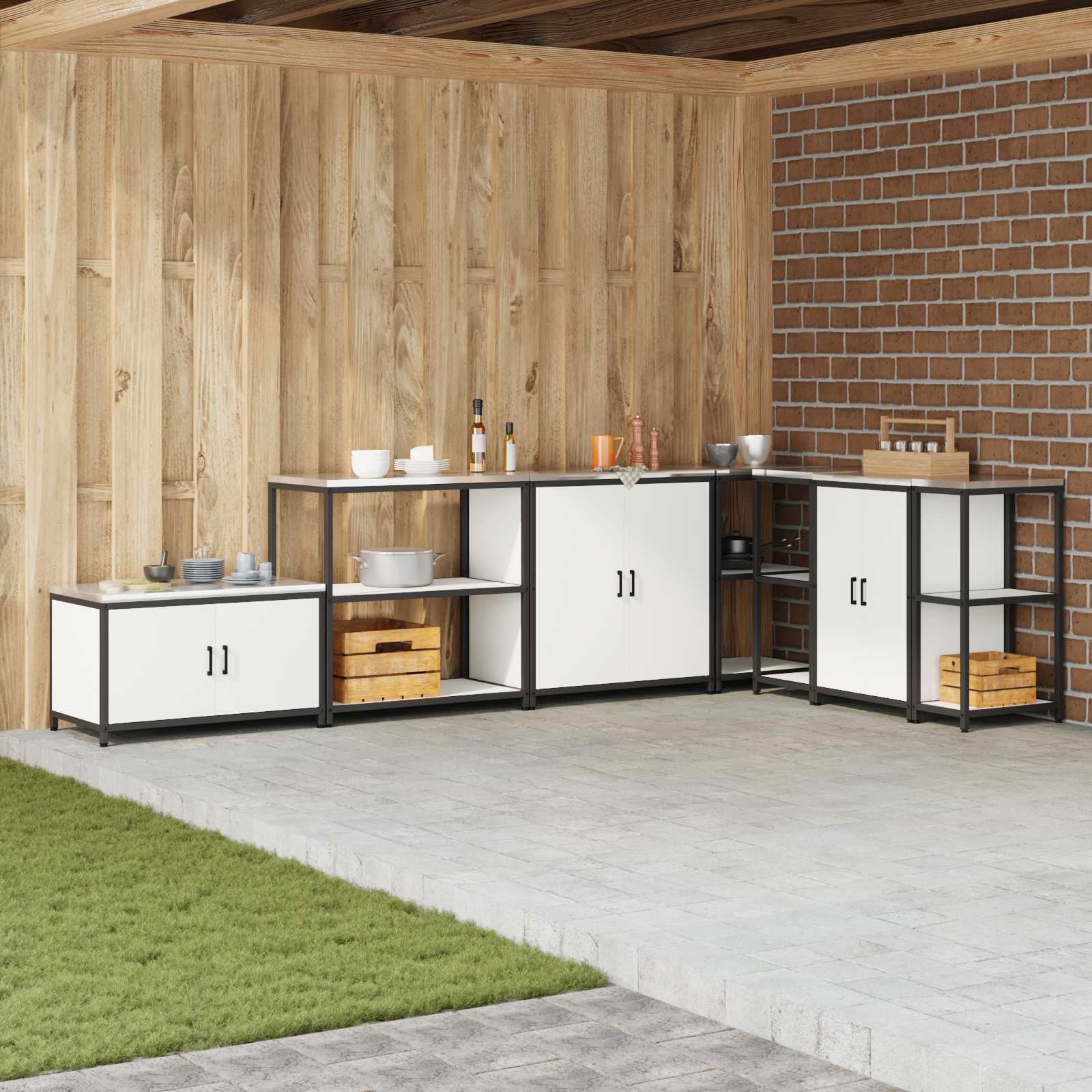 Stoccaggio in cucina HATTEM Bianco 90 x 50 x 92 cm Acciaio | homemem39