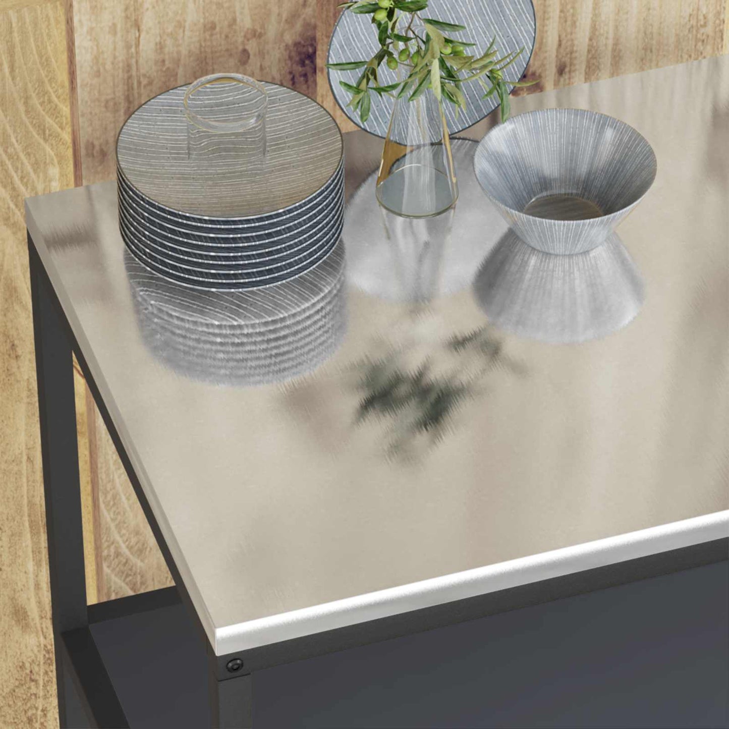 Stoccaggio in cucina HATTEM Antracite 90 x 50 x 92 cm Acciaio | homemem39
