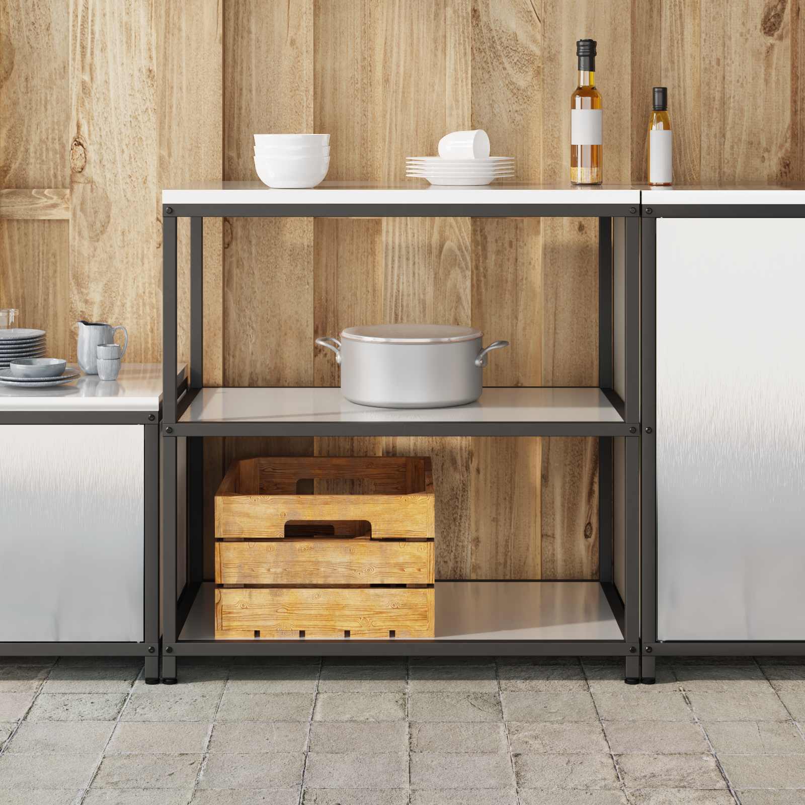 Stoccaggio in cucina HATTEM Argento 90 x 50 x 92 cm Acciaio | homemem39