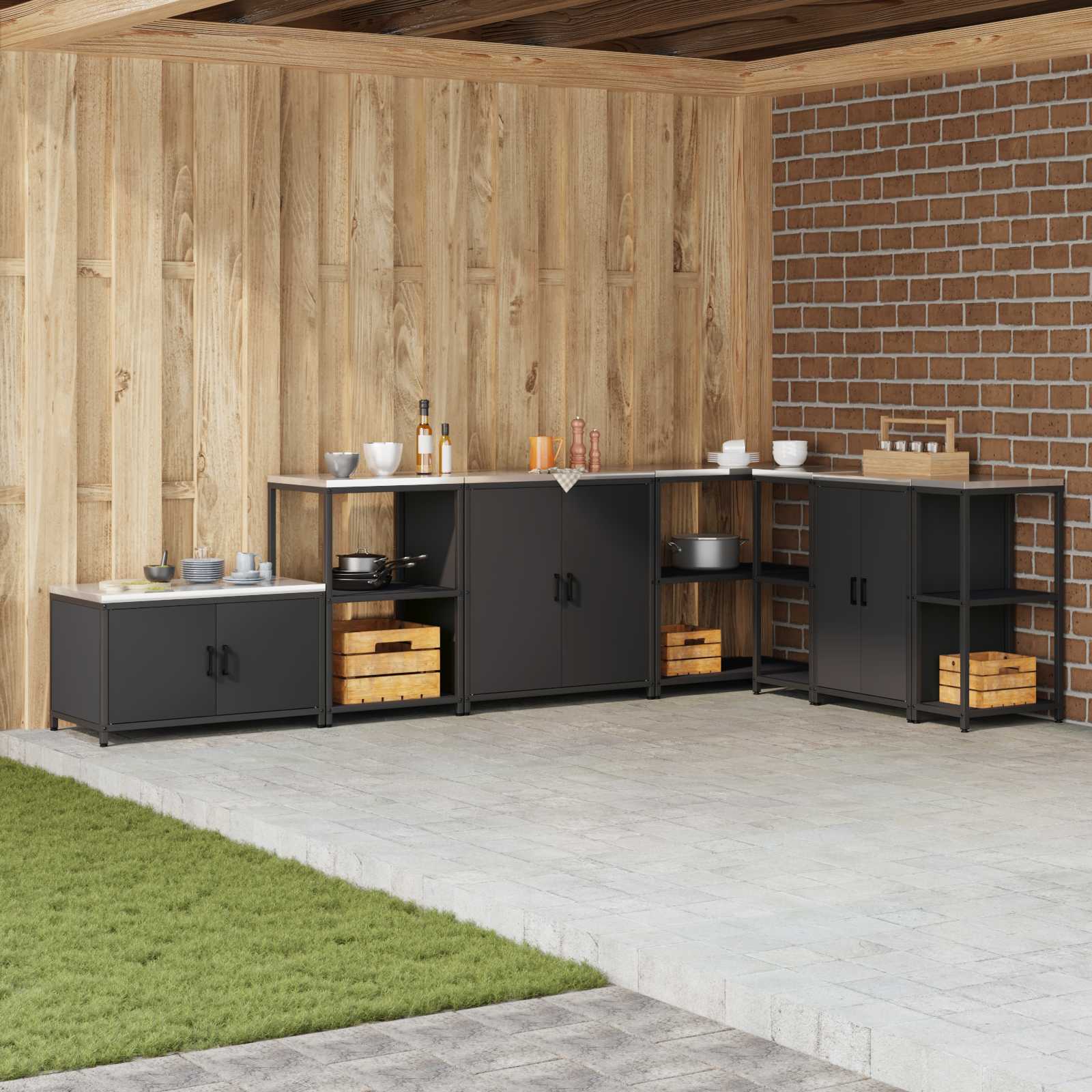 Stoccaggio in cucina HATTEM Nero 60 x 50 x 92 cm Acciaio | homemem39