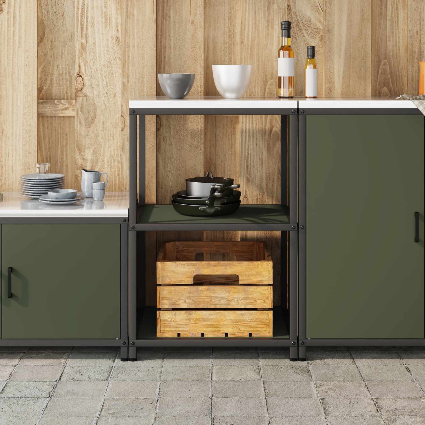 Stoccaggio in cucina HATTEM Verde Oliva 60 x 50 x 92 cm Acciaio | homemem39