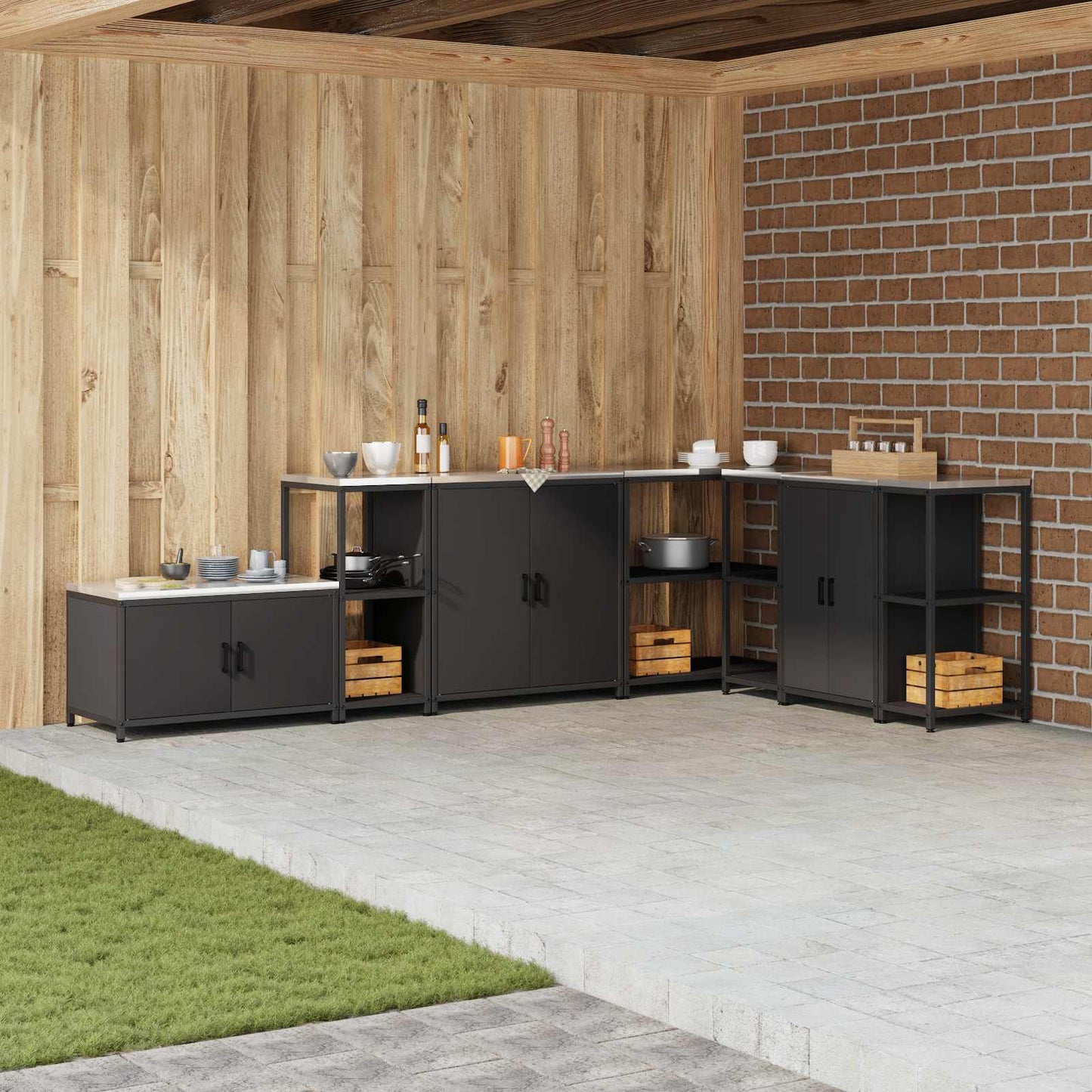 Stoccaggio in cucina HATTEM Nero 40 x 50 x 92 cm Acciaio | homemem39
