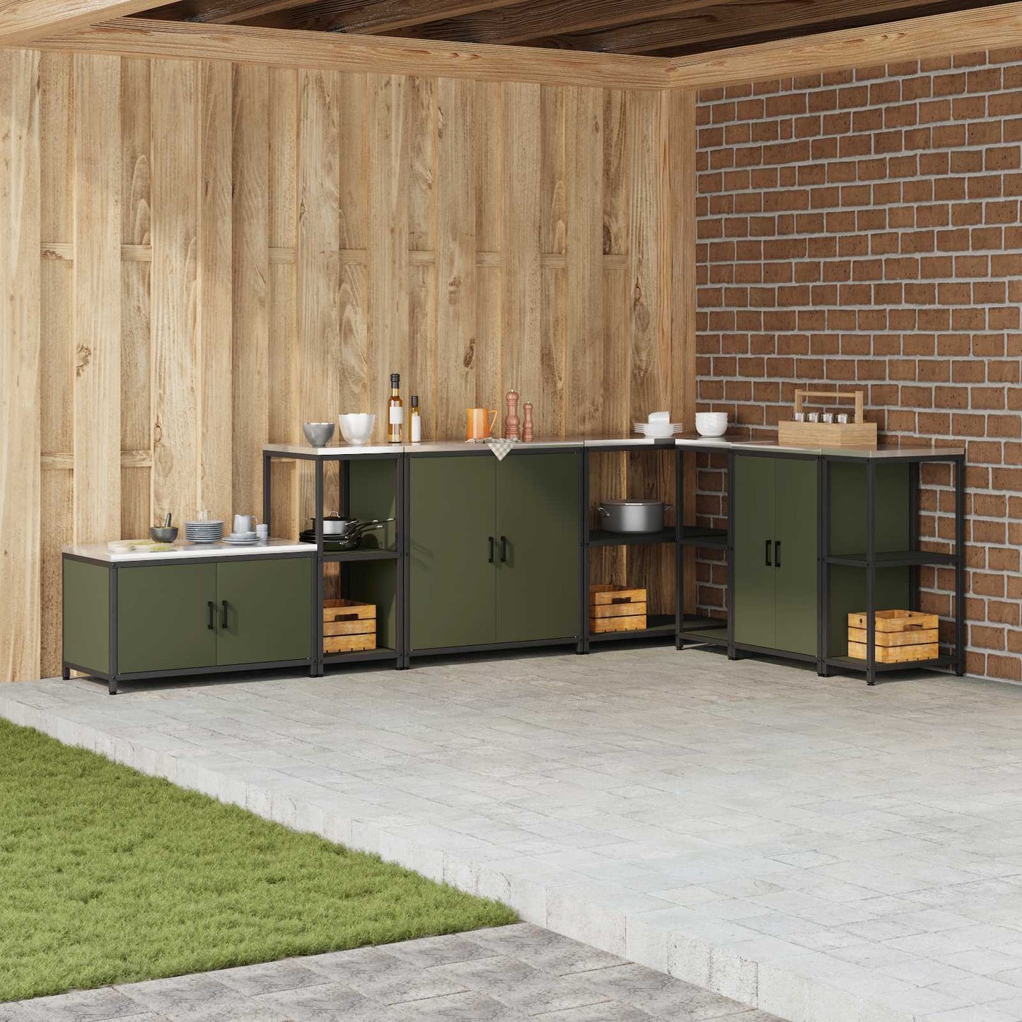 Stoccaggio in cucina HATTEM Verde Oliva 40 x 50 x 92 cm Acciaio | homemem39