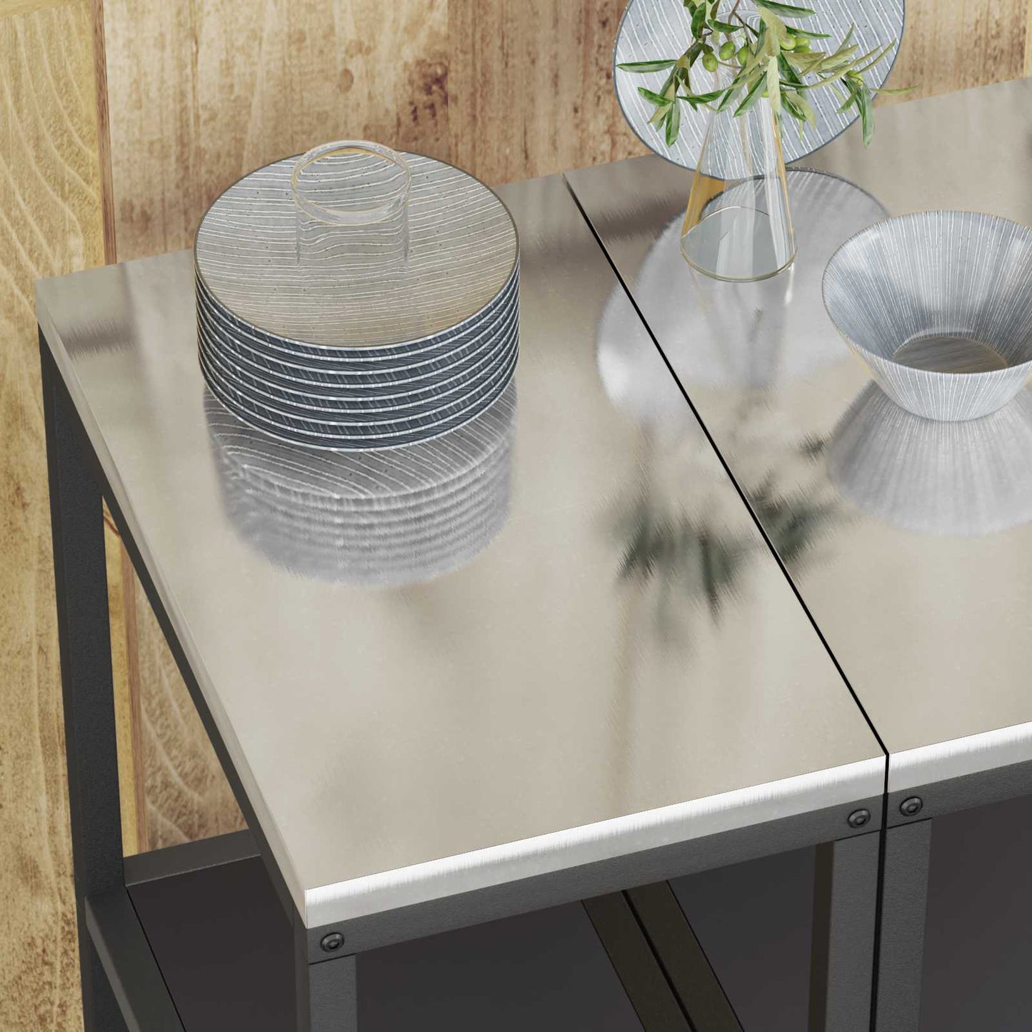 Stoccaggio in cucina HATTEM Nero 30 x 50 x 92 cm Acciaio | homemem39
