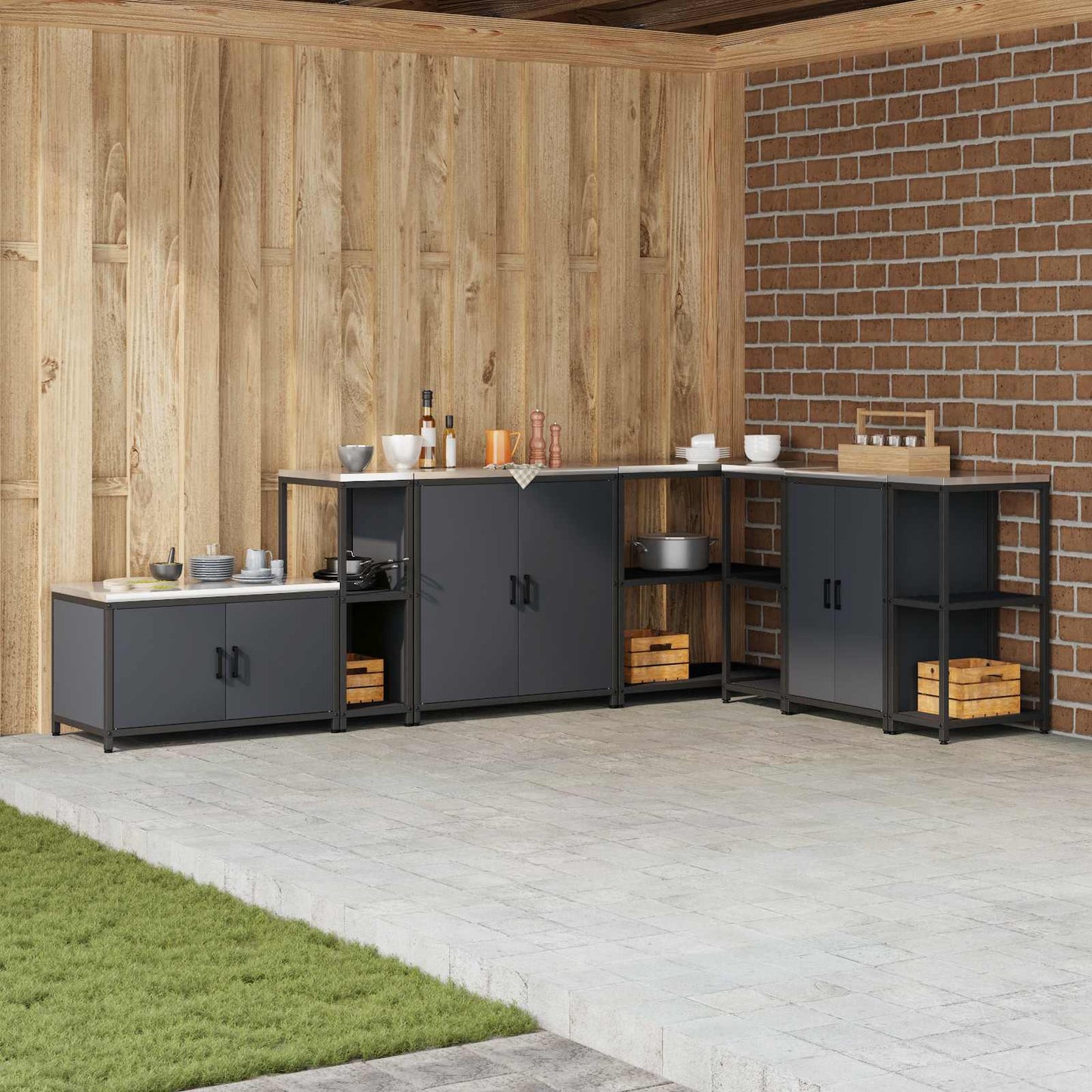Stoccaggio in cucina HATTEM Antracite 30 x 50 x 92 cm Acciaio | homemem39