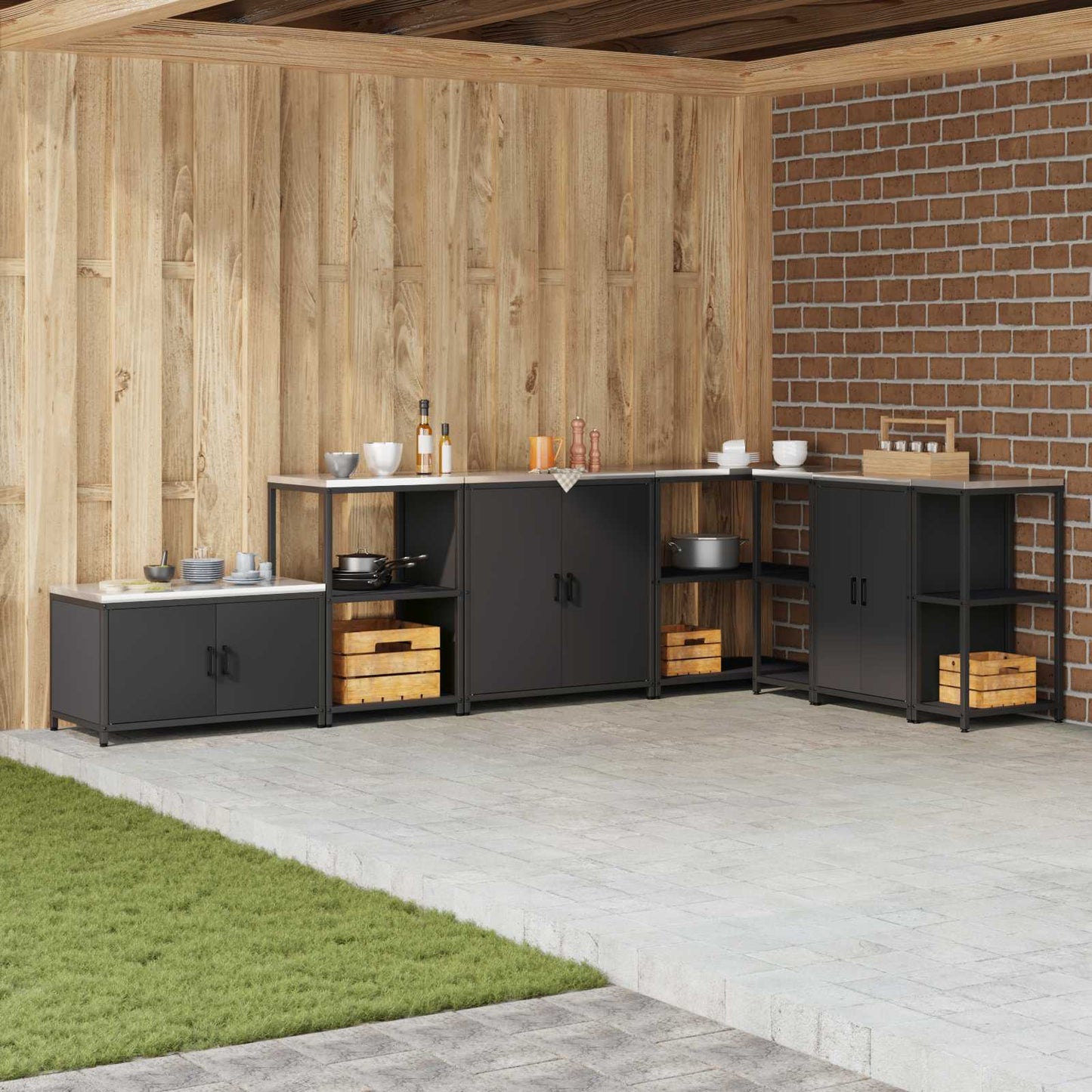Stoccaggio in cucina HATTEM Nero 90 x 50 x 92 cm Acciaio | homemem39