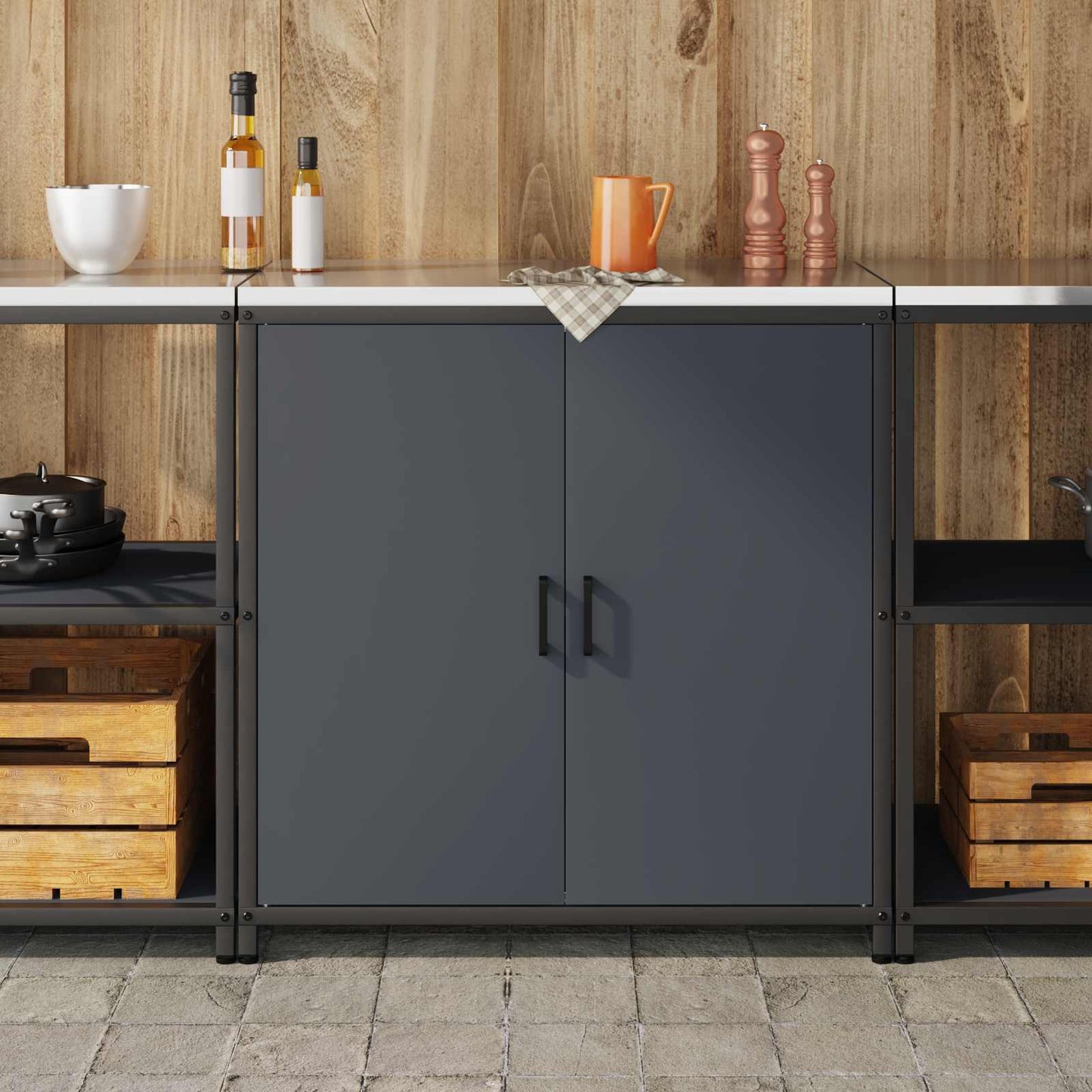 Stoccaggio in cucina HATTEM Antracite 90 x 50 x 92 cm Acciaio | homemem39