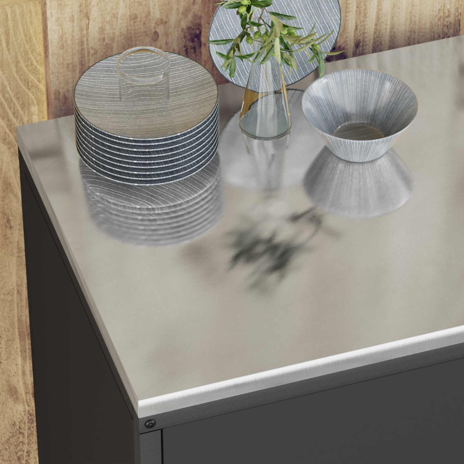 Stoccaggio in cucina HATTEM Nero 60 x 50 x 92 cm Acciaio | homemem39
