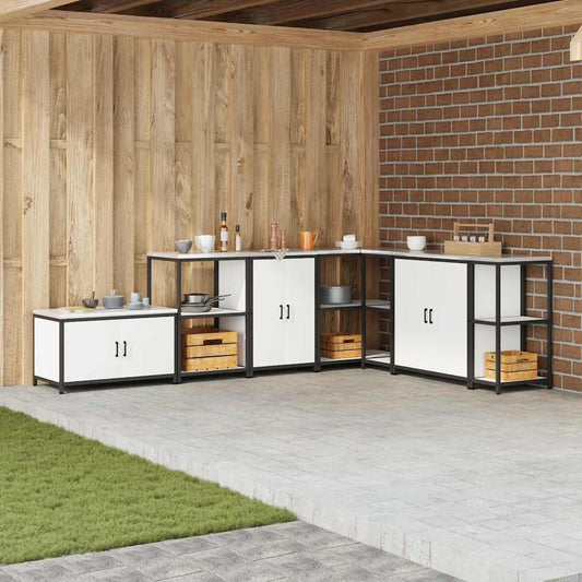 Armadietto per Stoccaggio in Cucina con porta Bianco Acciaio
