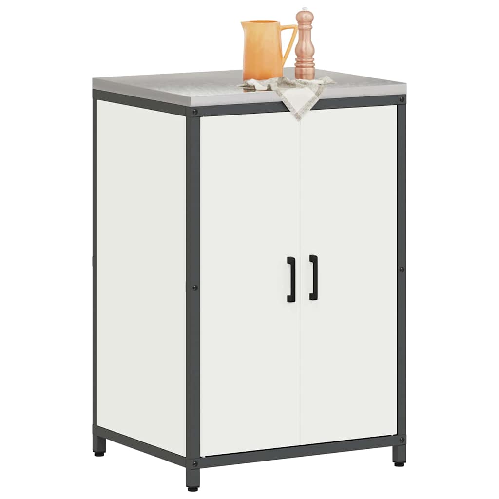 Armadietto per Stoccaggio in Cucina con porta Bianco Acciaio