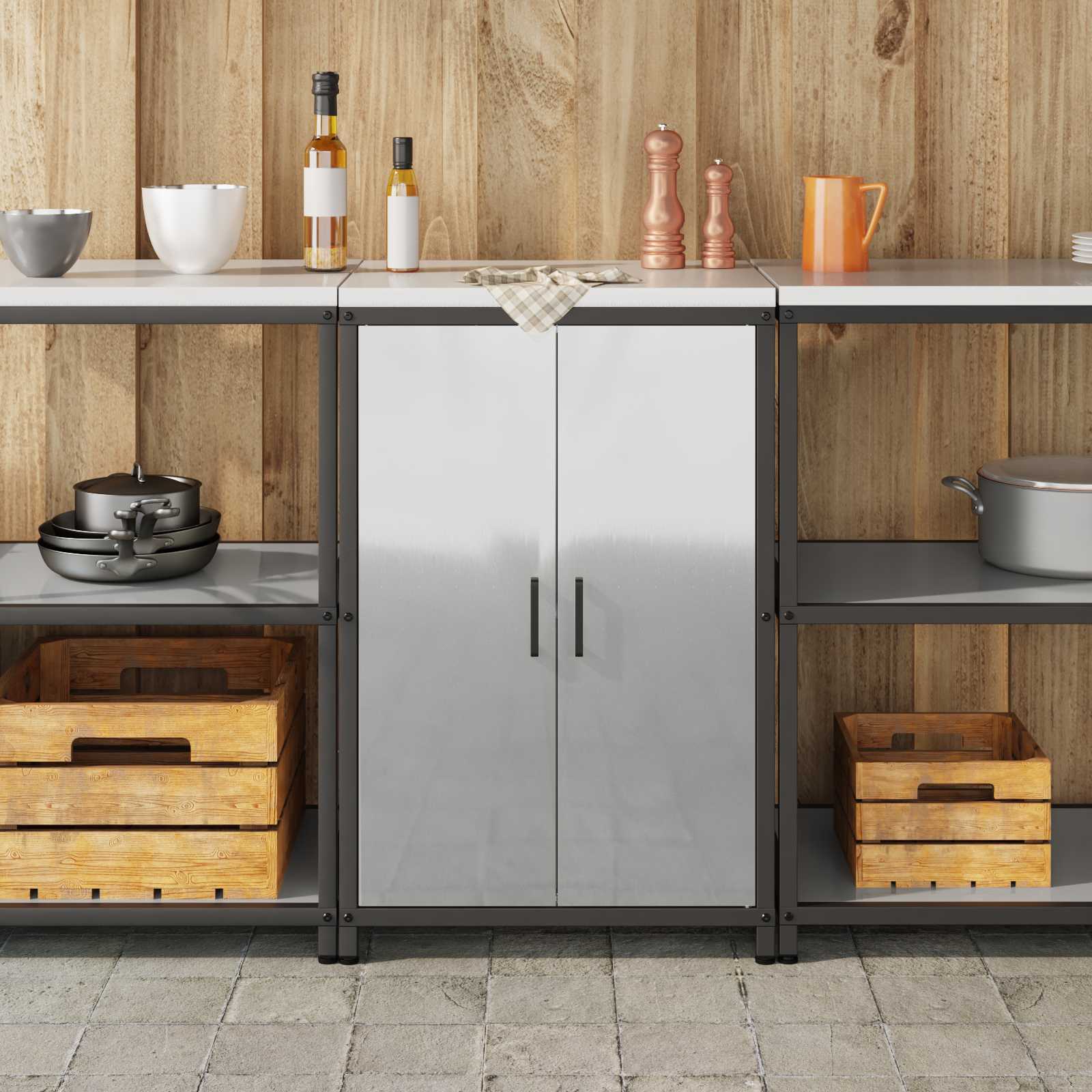 Stoccaggio in cucina HATTEM Argento 60 x 50 x 92 cm Acciaio | homemem39