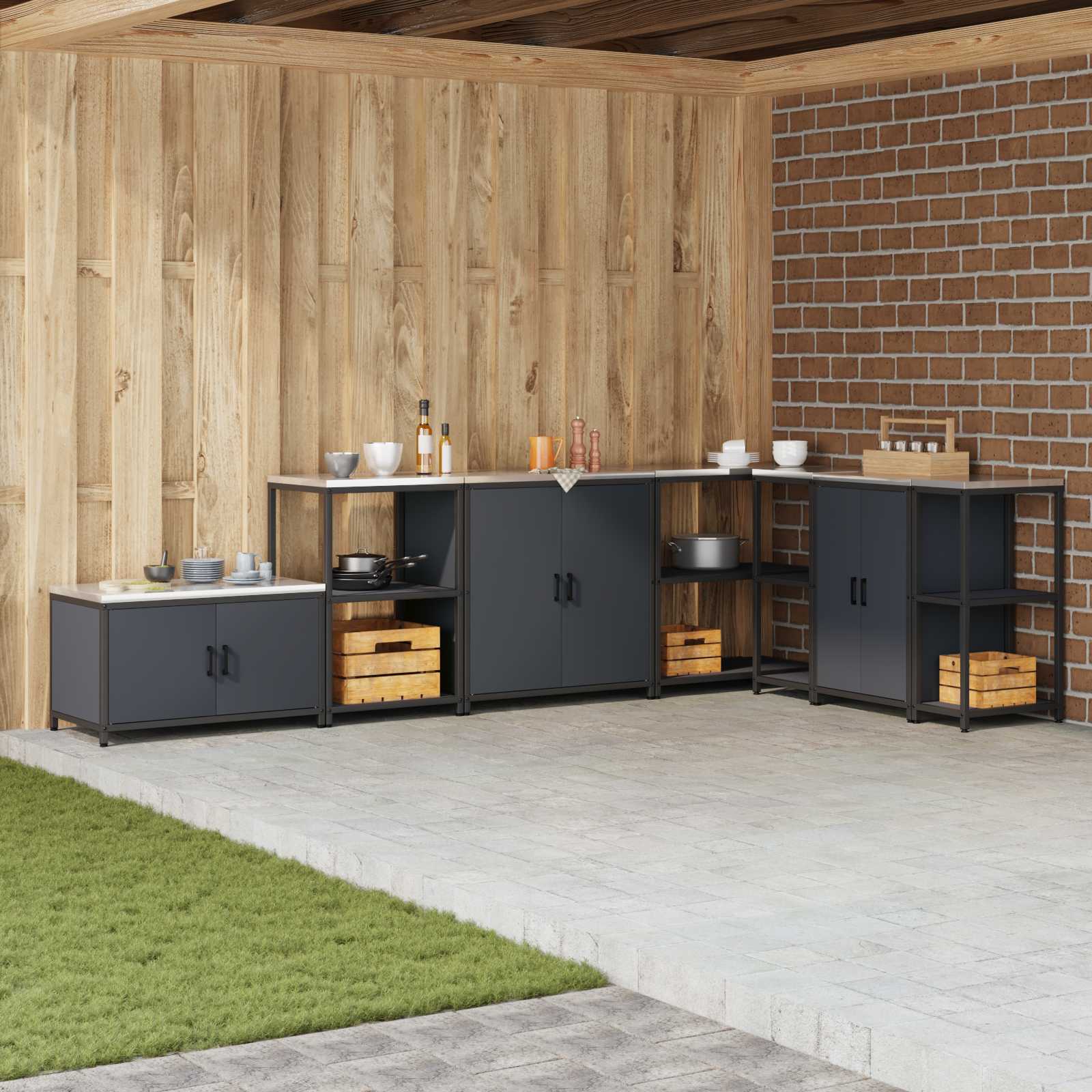 Stoccaggio in cucina HATTEM Antracite 90 x 50 x 53 cm Acciaio | homemem39