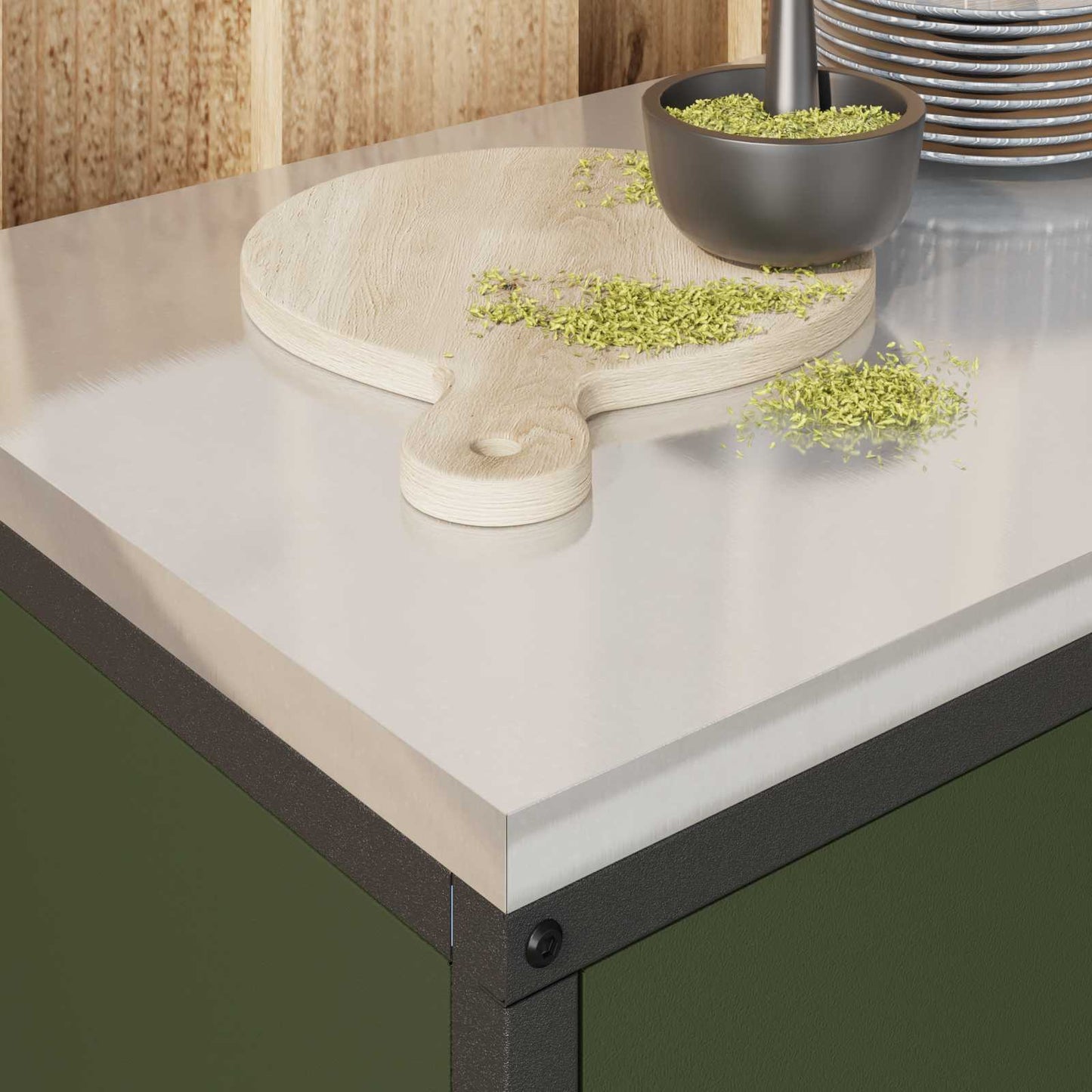 Stoccaggio in cucina HATTEM Verde Oliva 90 x 50 x 53 cm Acciaio | homemem39