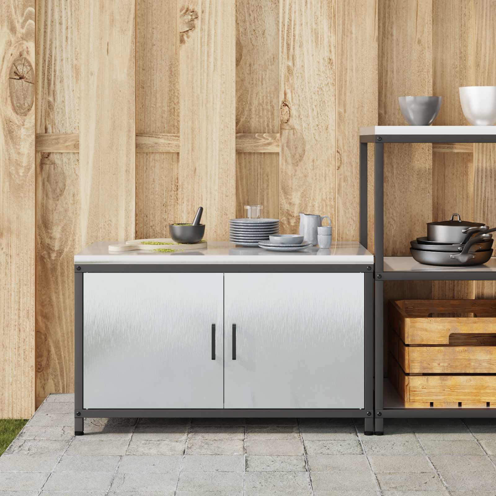Stoccaggio in cucina HATTEM Argento 90 x 50 x 53 cm Acciaio | homemem39