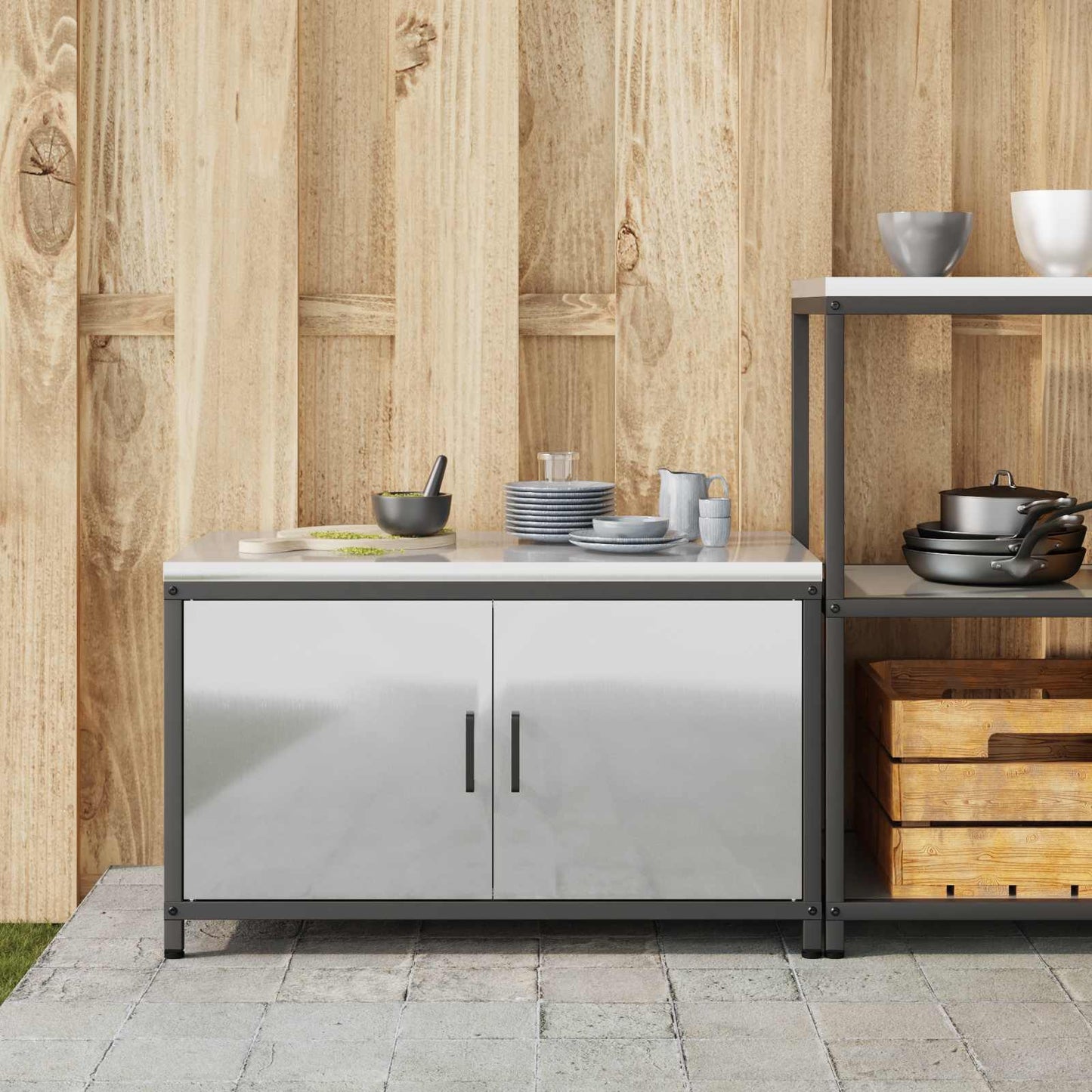 Stoccaggio in cucina HATTEM Argento 90 x 50 x 53 cm Acciaio | homemem39