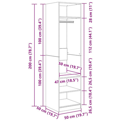 Guardaroba Rovere Nero 50 x 50 x 200 cm Legno multistrato | homemem39