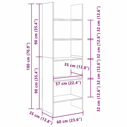 Armadio per Libri rovere artigianale 60 x 35 x 180 cm