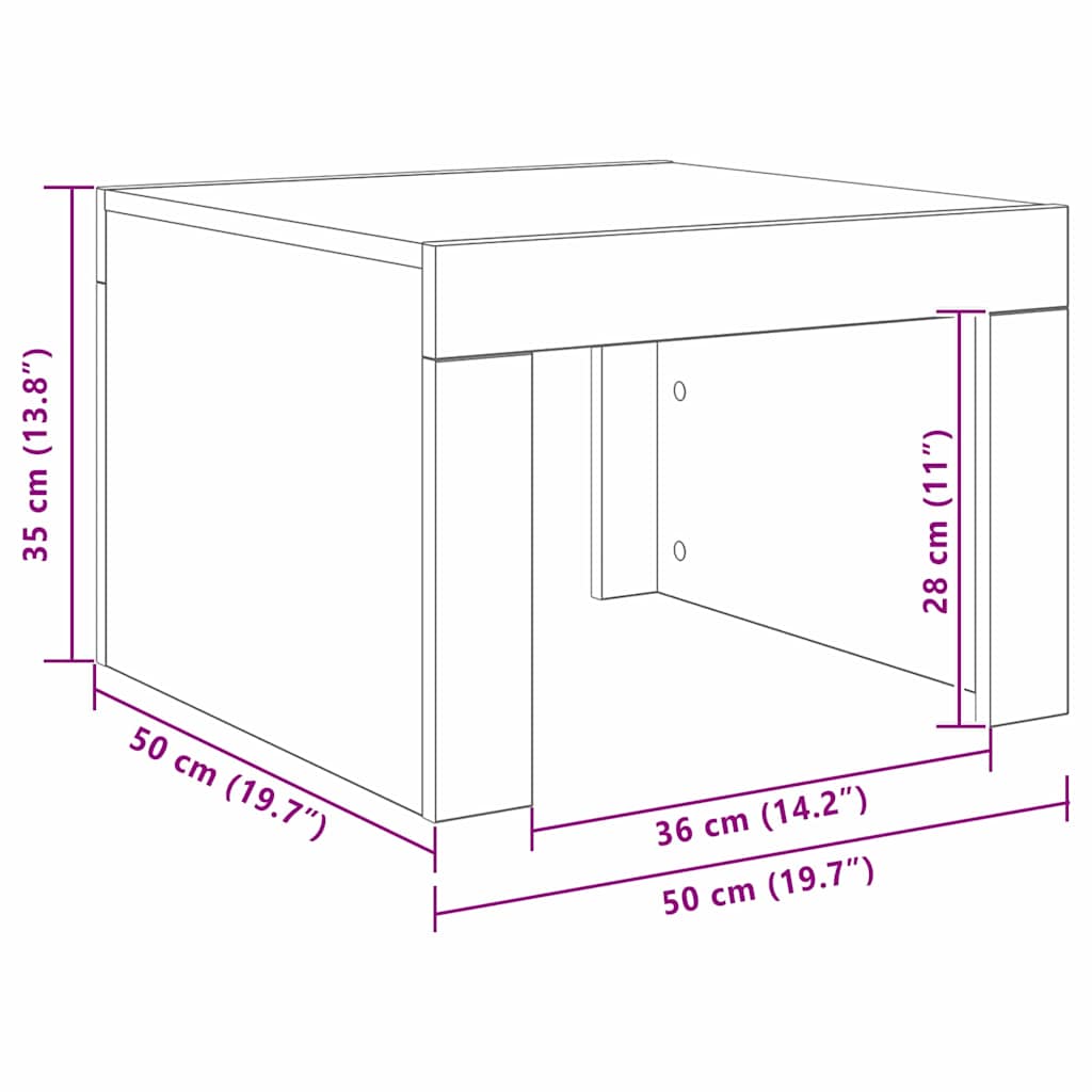 Tavolino da salotto Rovere Nero 50 x 50 x 35 cm | homemem39