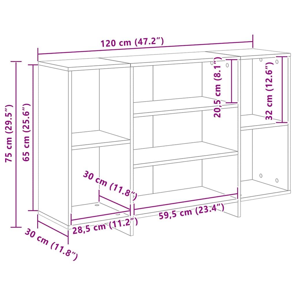 Credenza Rovere nero 120 x 30 x 75 cm Legno multistrato