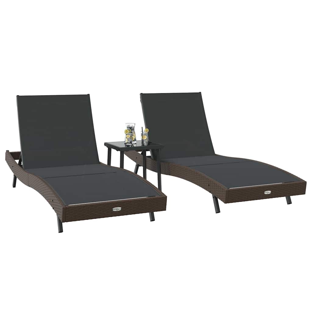 Lettini prendisole 3 pcs Marrone 40 x 40 x 40.5 cm polyrattan