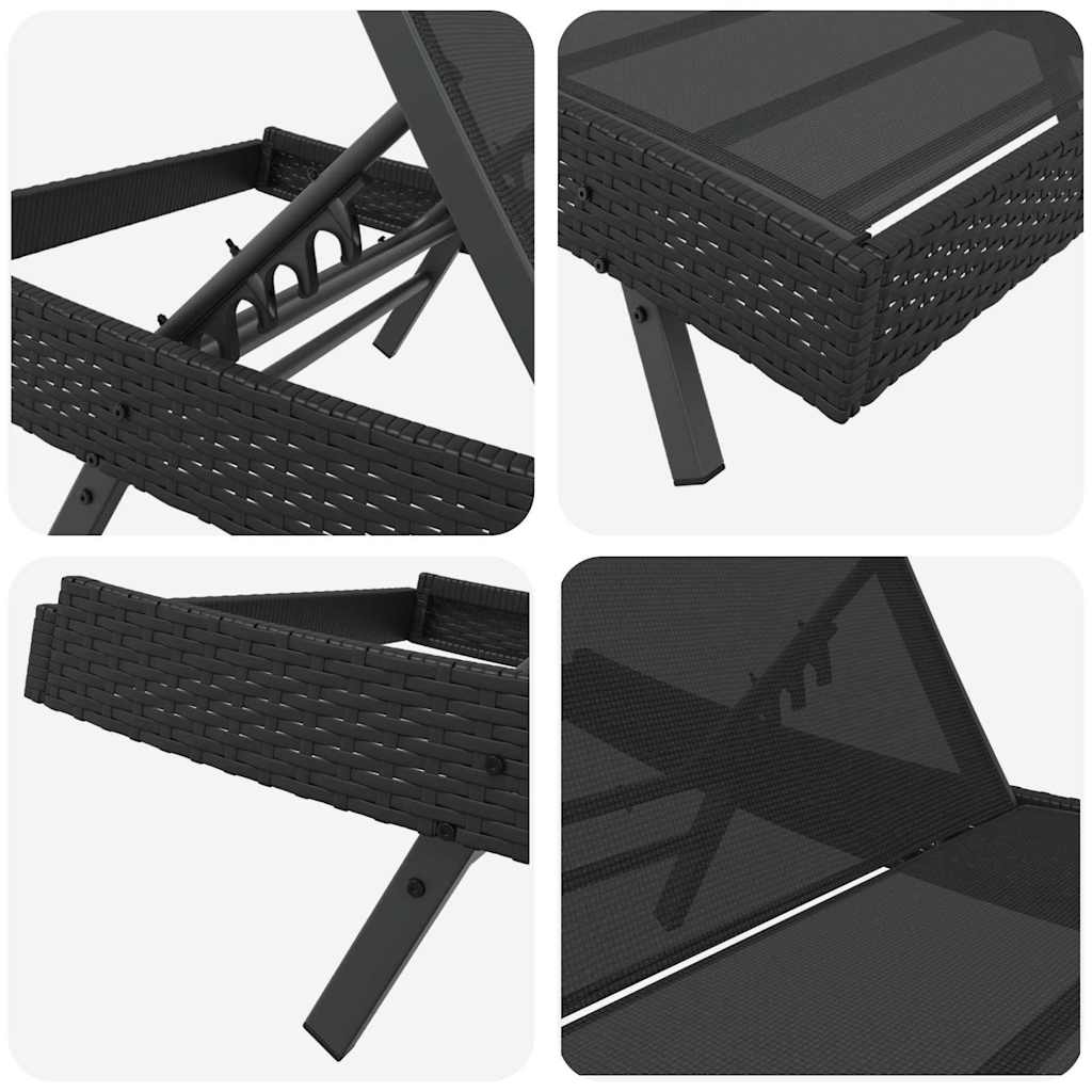 Lettini prendisole 3 pcs Nero 40 x 40 x 40.5 cm polyrattan