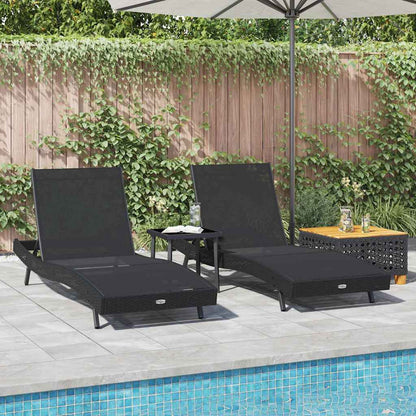 Lettini prendisole 3 pcs Nero 40 x 40 x 40.5 cm polyrattan