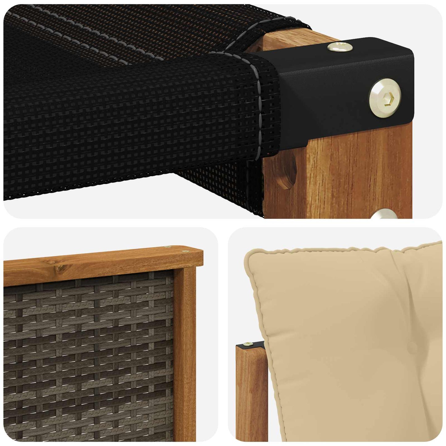 Set di divani da esterno con cuscino 3 pcs Naturale e Beige | homemem39