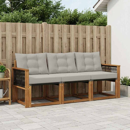 Set di divani da esterno 3 pcs Naturale e Grigio Chiaro | homemem39