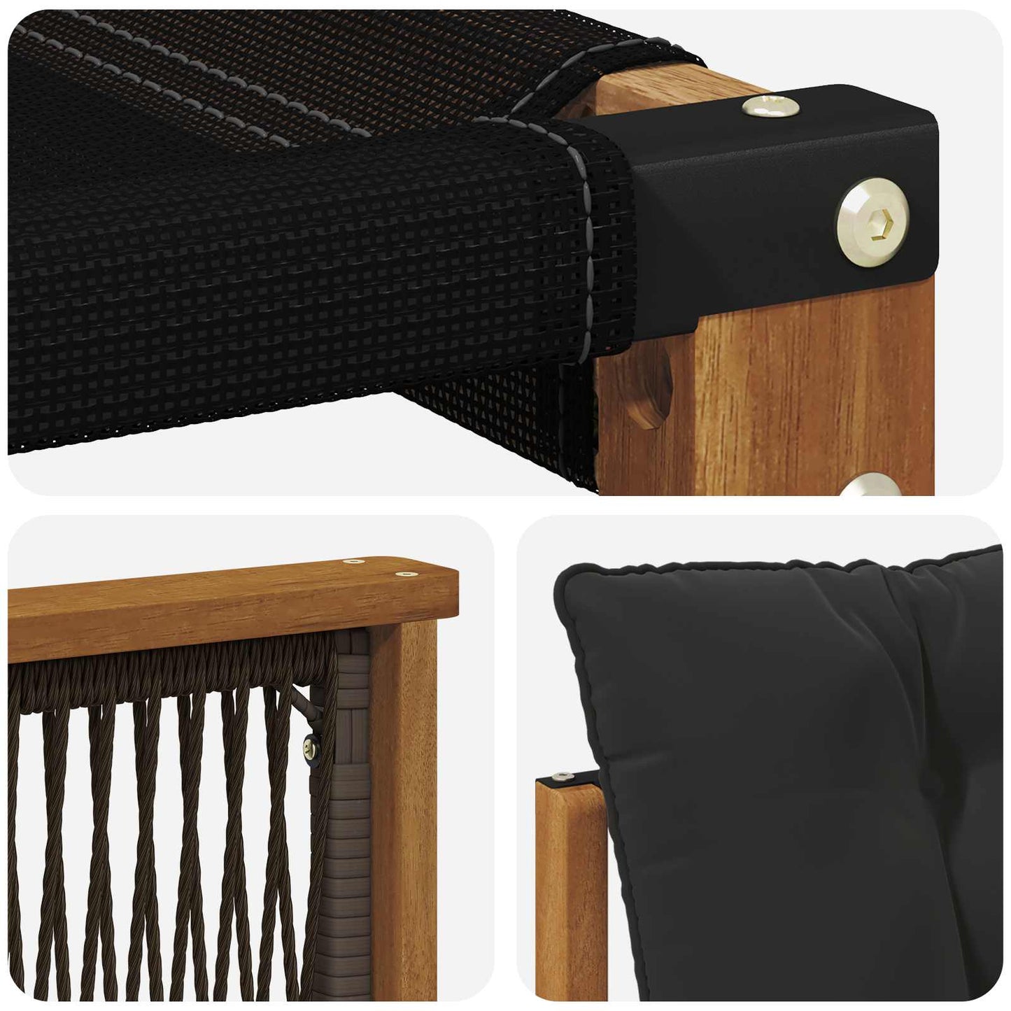 Set di divani da esterno con cuscino 3 pcs Naturale e Nero | homemem39