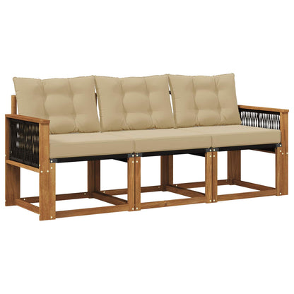Set di divani da esterno con cuscino 3 pcs Naturale e Beige