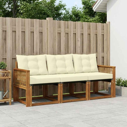 Set di divani da esterno con cuscino 3 pcs Naturale e Crema | homemem39