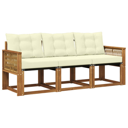 Set di divani da esterno con cuscino 3 pcs Naturale e Crema | homemem39