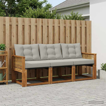 Set di divani da esterno 3 pcs Naturale e Grigio Chiaro