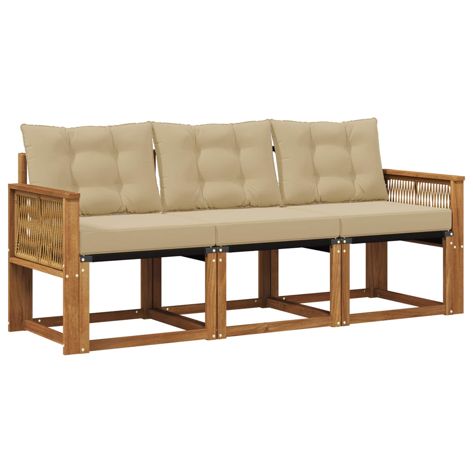 Set di divani da esterno con cuscino 3 pcs Naturale e Beige | homemem39