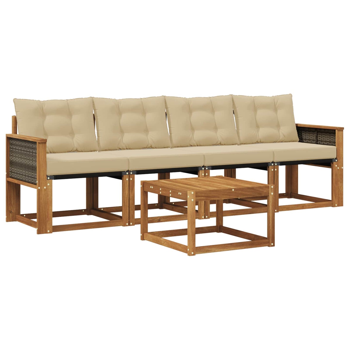 Set di divani da esterno 5 pz Naturale e Beige