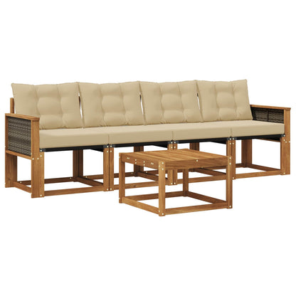 Set di divani da esterno con cuscino 5 pcs Naturale e Beige