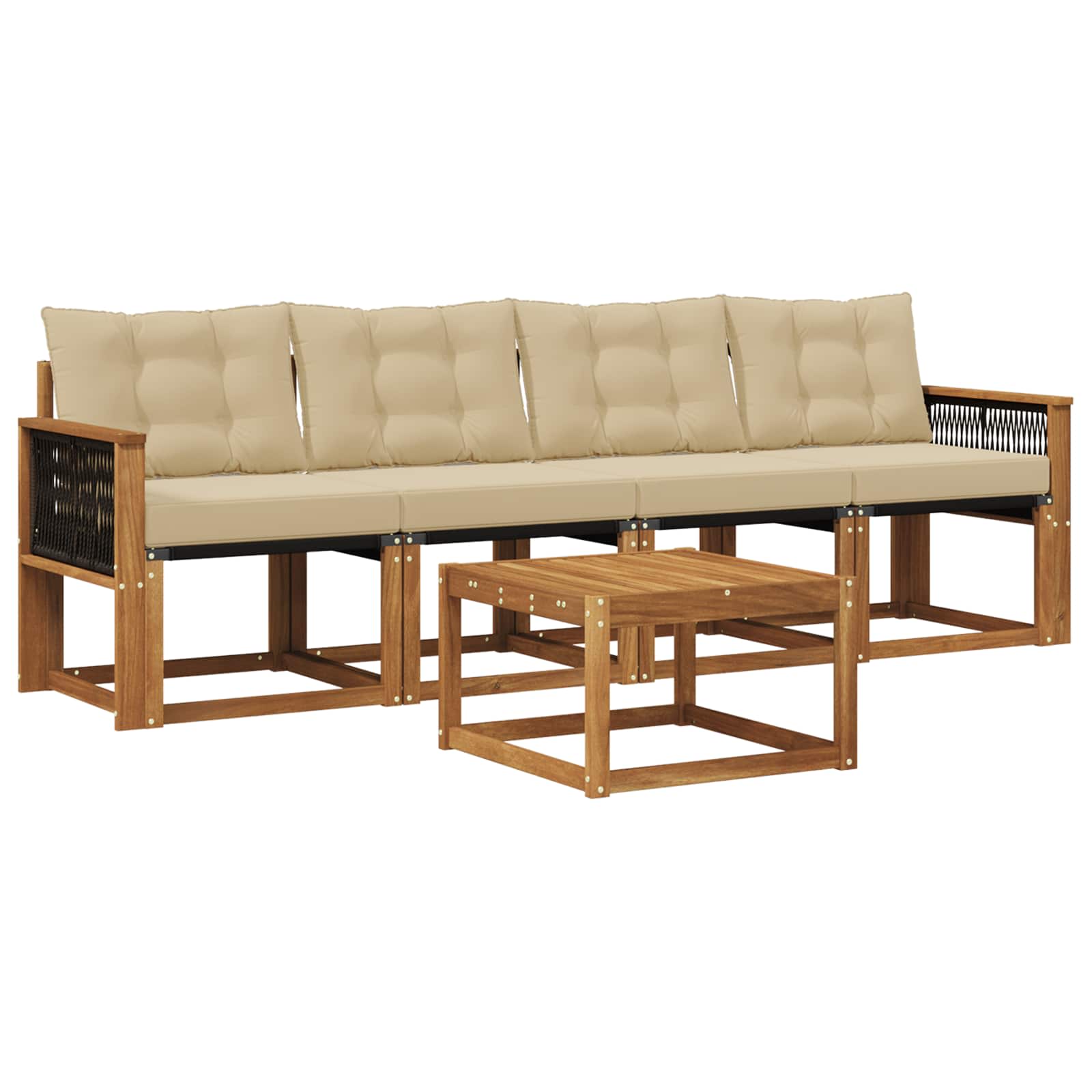 Set di divani da esterno con cuscino 5 pcs Naturale e Beige | homemem39