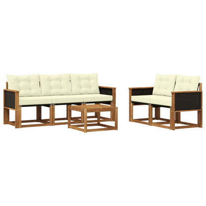 Set di divani da esterno con cuscino 6 pcs Naturale e Crema