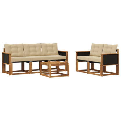 Set di divani da esterno con cuscino 6 pcs Naturale e Beige