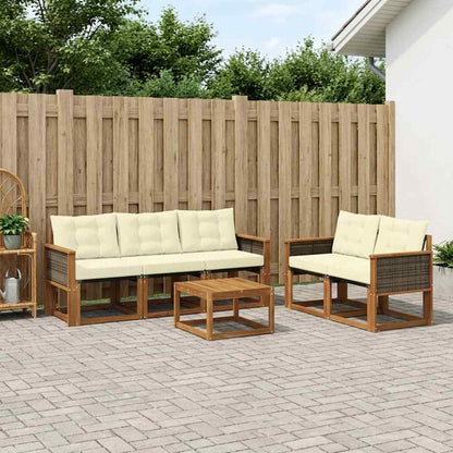 Set di divani da esterno con cuscino 6 pcs Naturale e Crema
