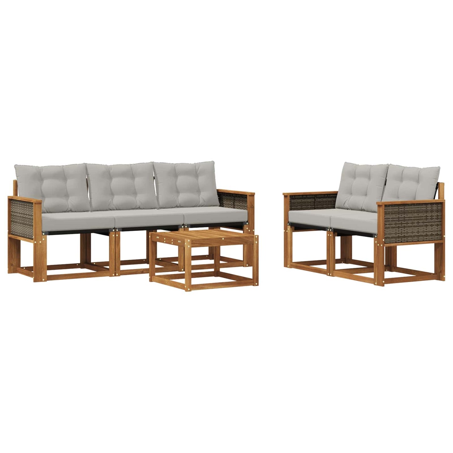Set di divani da esterno 6 pcs Naturale e Grigio Chiaro