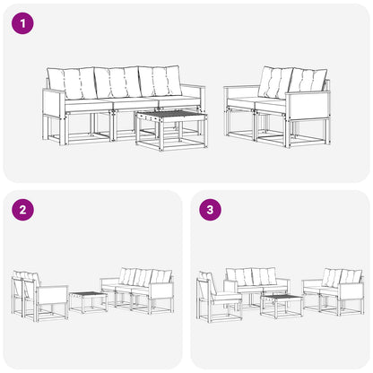 Set di divani da esterno con cuscino 6 pcs Naturale e Beige | homemem39