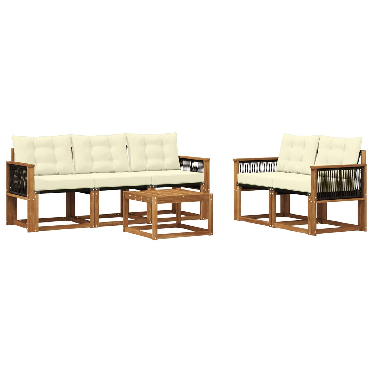 Set di divani da esterno con cuscino 6 pcs Naturale e Crema