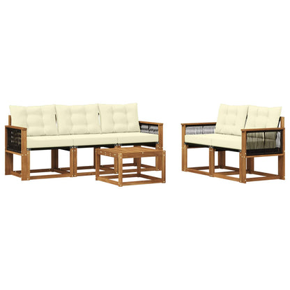 Set di divani da esterno con cuscino 6 pcs Naturale e Crema