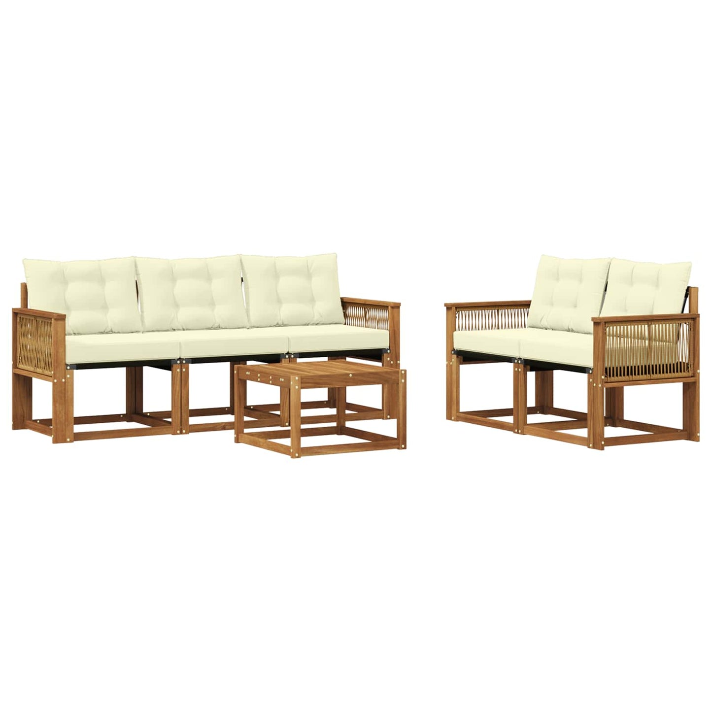Set di divani da esterno con cuscino 6 pcs Naturale e Crema | homemem39