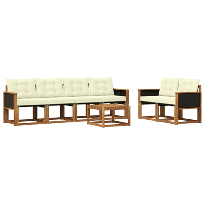 Set di divani da esterno 7 pz Naturale e Crema