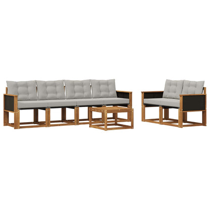 Set di divani da esterno 7 pcs Naturale e Grigio Chiaro | homemem39