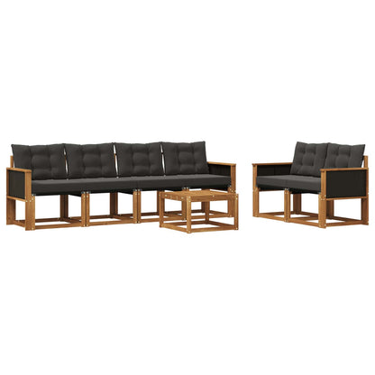 Set di divani da esterno con cuscino 7 pcs Naturale e Nero | homemem39