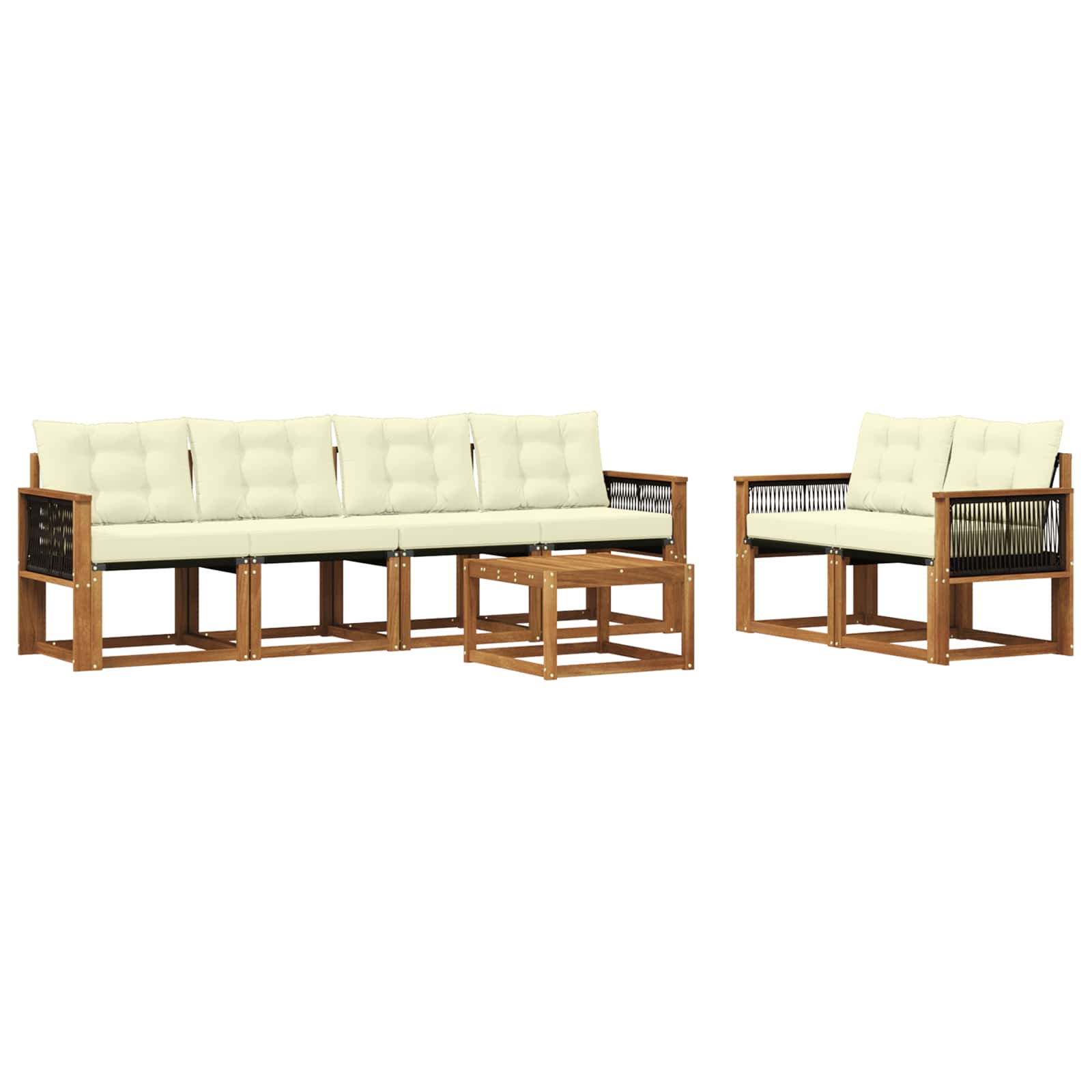 Set di divani da esterno con cuscino 7 pcs Naturale e Crema | homemem39